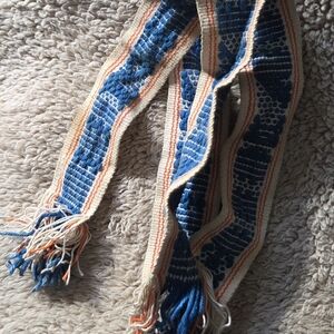 Vintage Bolivia Blue and Cream/Orange Woven Belt